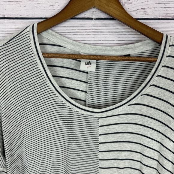 Cabi 3806 Pivot Tee Womens Small Gray Black Striped Boxy Stretch Oversized - Picture 3 of 16
